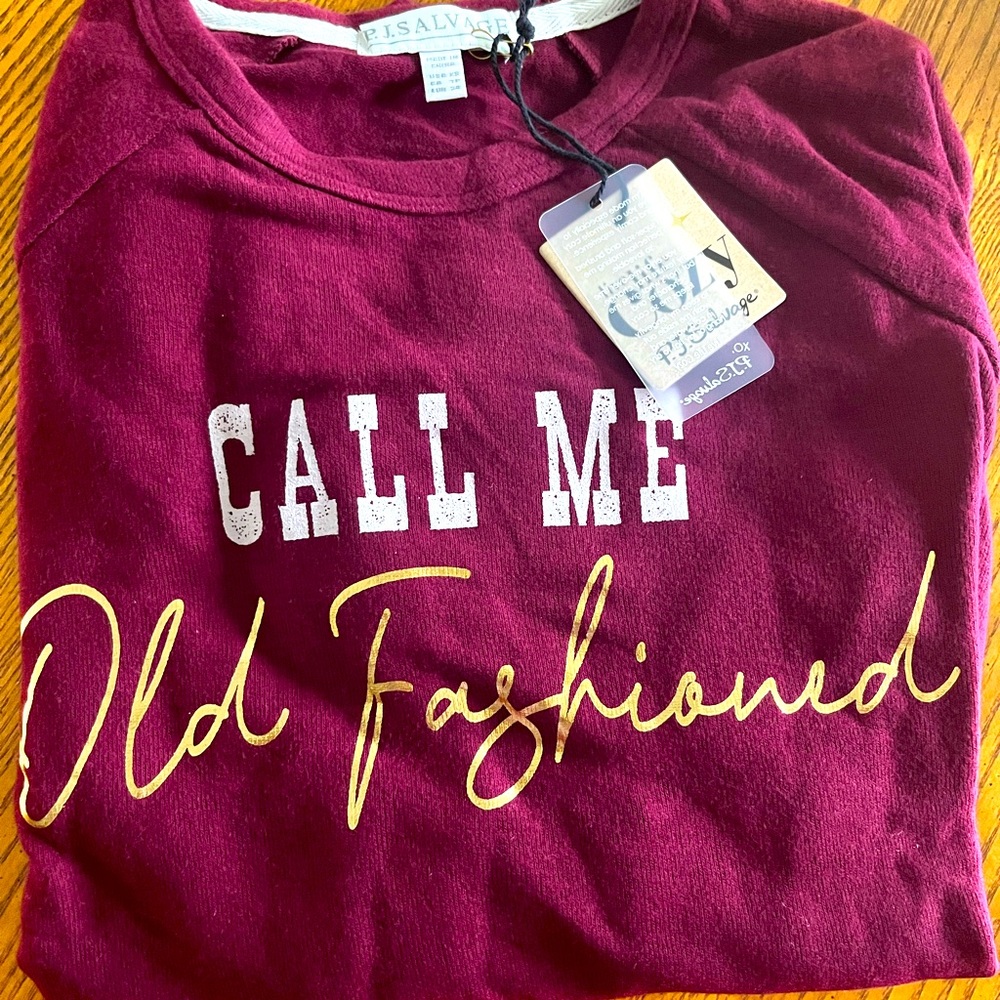 NWT PJ Salvage Super Burgundy Soft Long Sleeve PJ Top (Sz: XS or about Sz0 or 2)